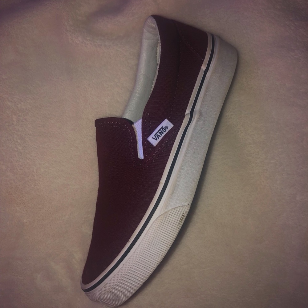maroon low top slip on vans